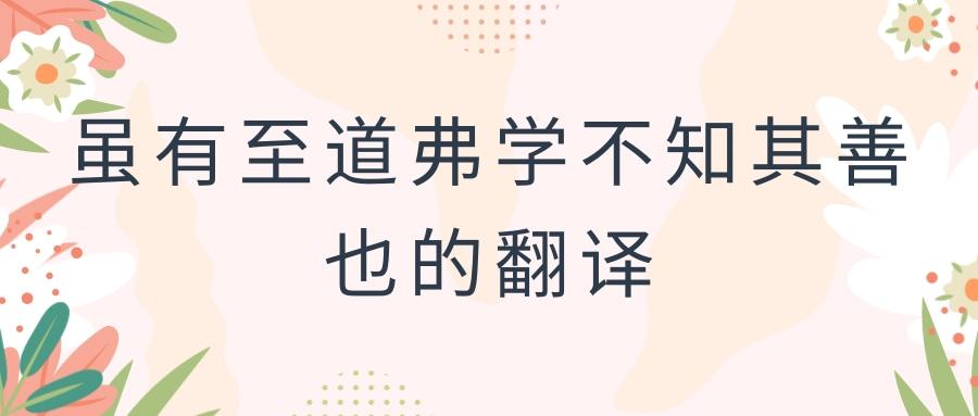 虽有至道弗学不知其善也的翻译(虽有至道弗学 不知其善也)