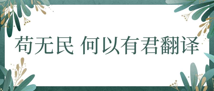 苟无民 何以有君翻译(苟无民 何以有君翻译文言文)