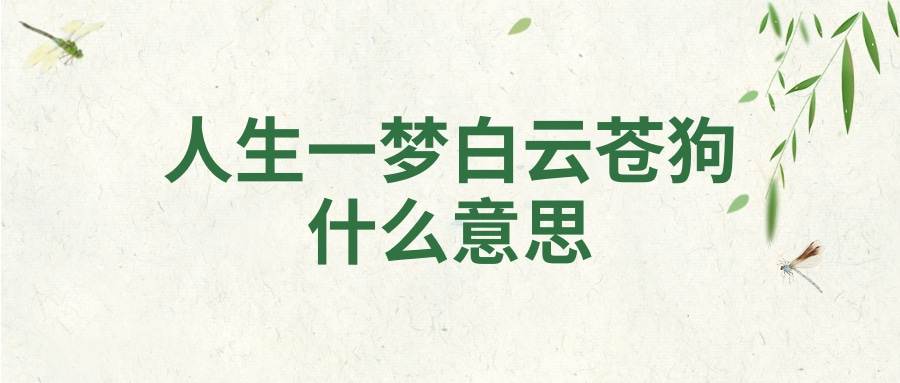 人生一梦白云苍狗什么意思(人生一梦,白云苍狗本意)