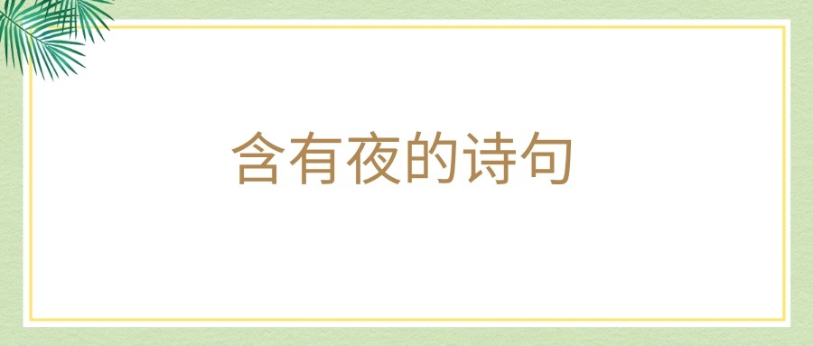 含有夜的诗句(古诗中含有夜的诗句)