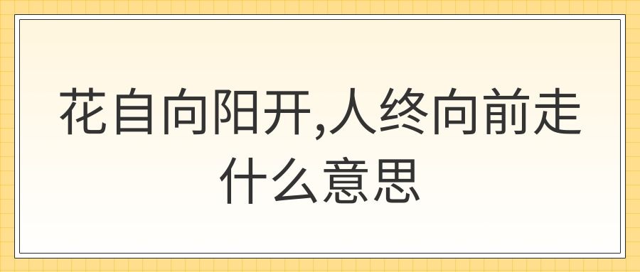 花自向阳开,人终向前走什么意思(花自向阳开,人终向前走什么意思且行且珍惜)