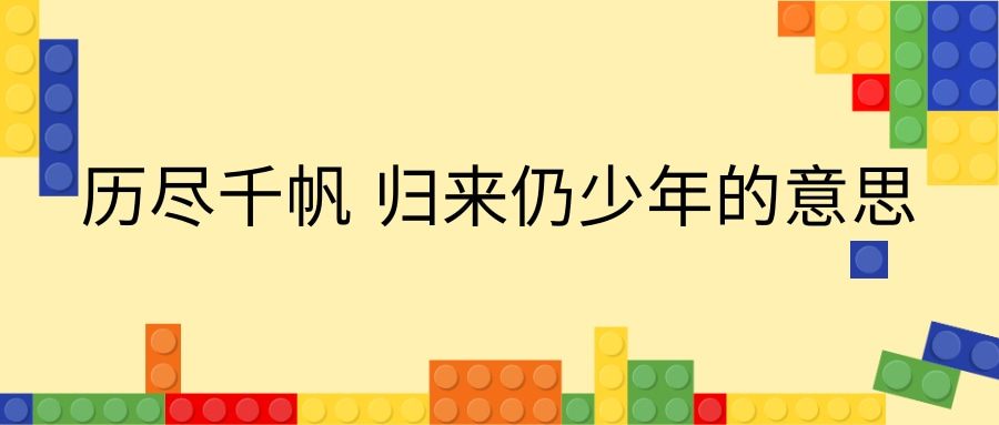 历尽千帆 归来仍少年的意思(历尽千帆后归来仍少年什么意思)