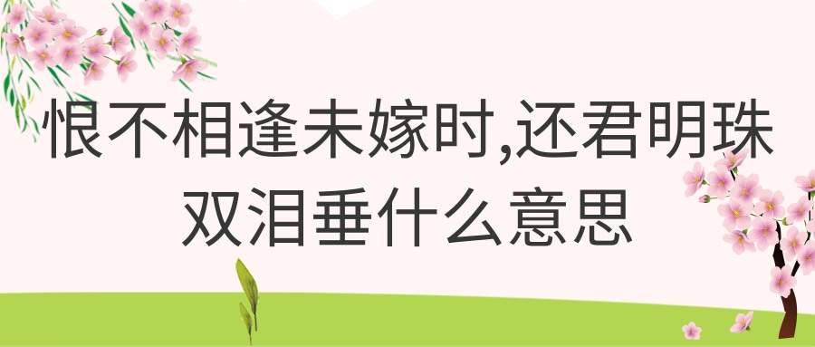 恨不相逢未嫁时,还君明珠双泪垂什么意思(恨不相逢未嫁时,还君明珠双泪垂什么意思绚丽)