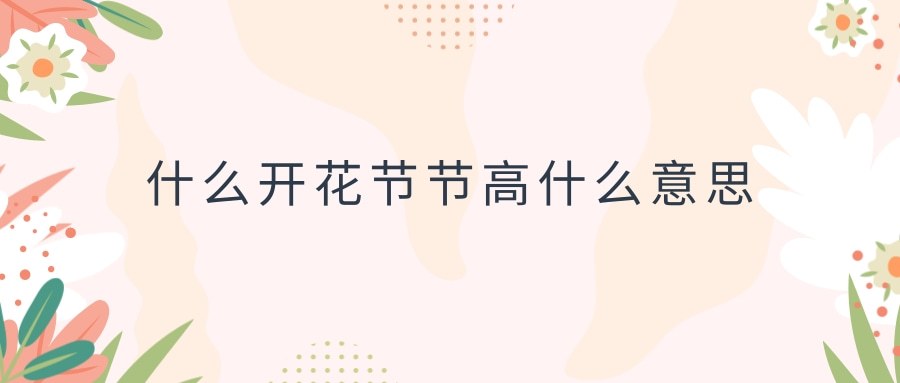 什么开花节节高什么意思(什么开花节节高是什么意思)