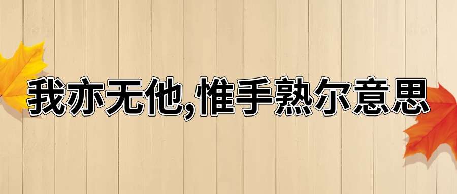 我亦无他,惟手熟尔意思(因曰-我亦无他,惟手熟尔意思)