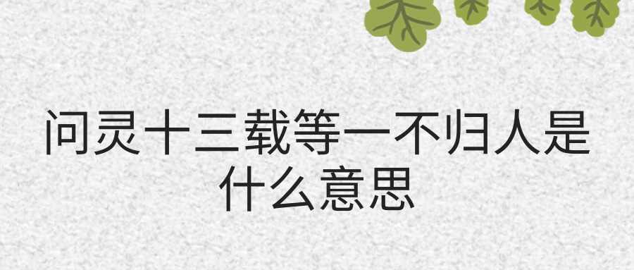 问灵十三载等一不归人是什么意思(问灵十三载等一不归人是什么意思爱情)