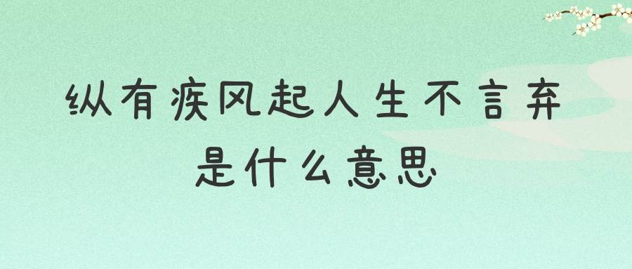 纵有疾风起人生不言弃是什么意思(纵有疾风起人生不言弃是什么意思-)