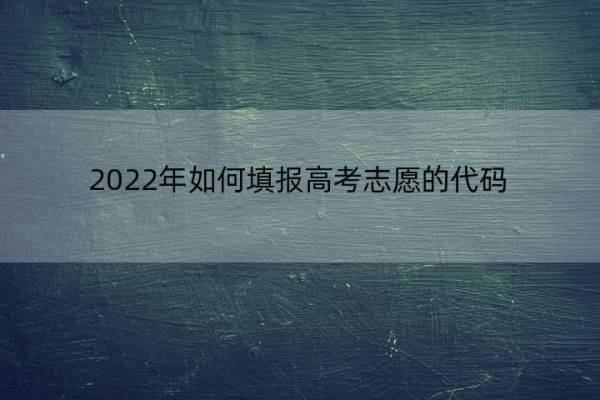 2022年如何填报高考志愿的代码 2021高考志愿填报代码