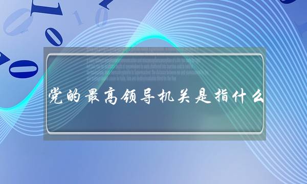 党的最高领导机关是指什么(中国最高领导)