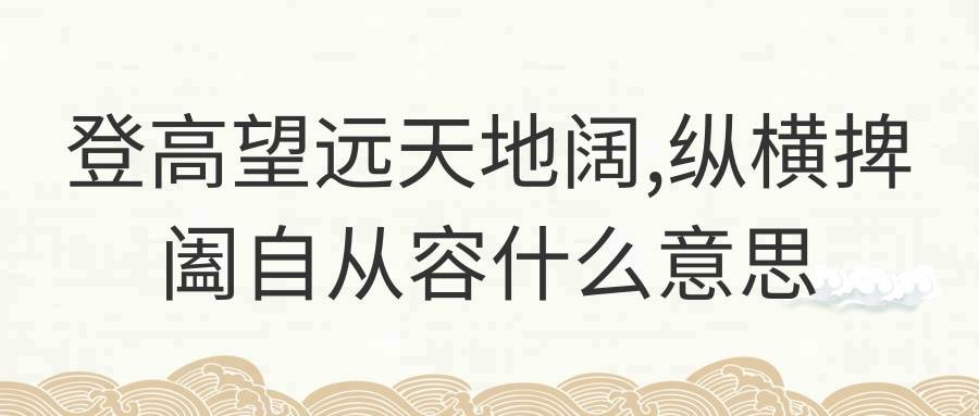 登高望远天地阔,纵横捭阖自从容什么意思(登高望远天地阔纵横捭阖自从容)