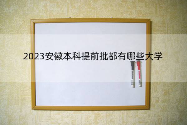 2023安徽本科提前批都有哪些大学 2023安徽本科提前批大学名单