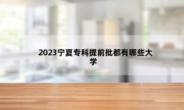 2023宁夏专科提前批都有哪些大学 2023宁夏专科提前批大学名单